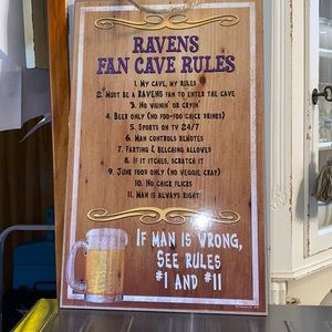 Ravens Fan Cave Rules Hanging Sign
